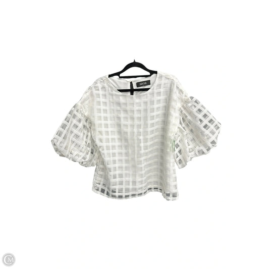 Blouse Short Sleeve By Fabrik In White, Size: L