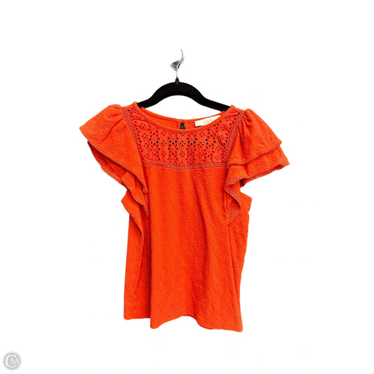 Blouse Short Sleeve By Loft In Orange, Size: Mp