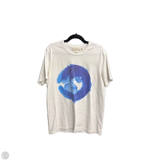 Top Short Sleeve By Logg In Blue & White, Size: L
