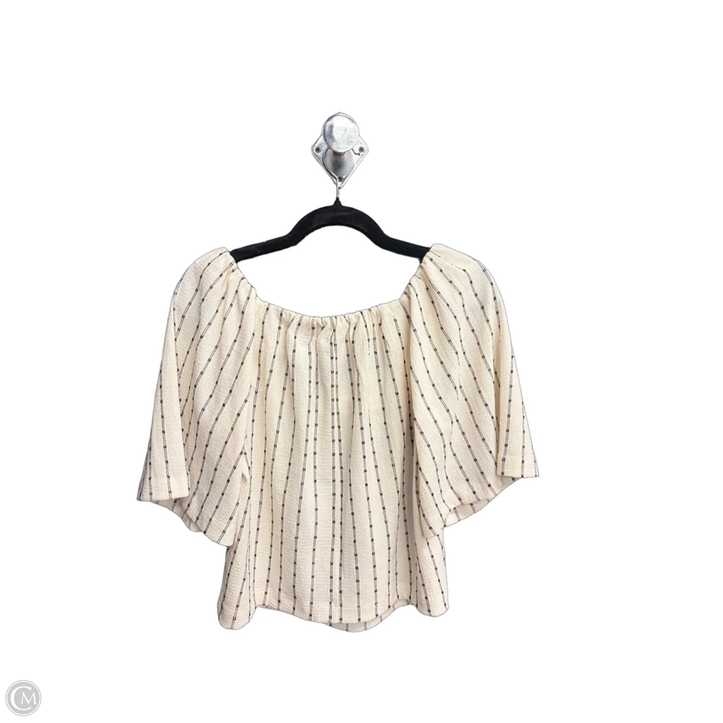Blouse Short Sleeve By Loft In Black & Cream, Size: Xs