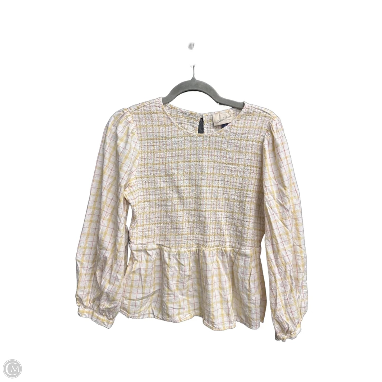 Blouse Long Sleeve By Universal Thread In Plaid Pattern, Size: S