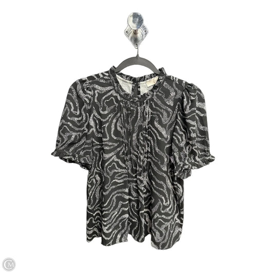 Blouse Short Sleeve By Loft In Black & White, Size: Xsp