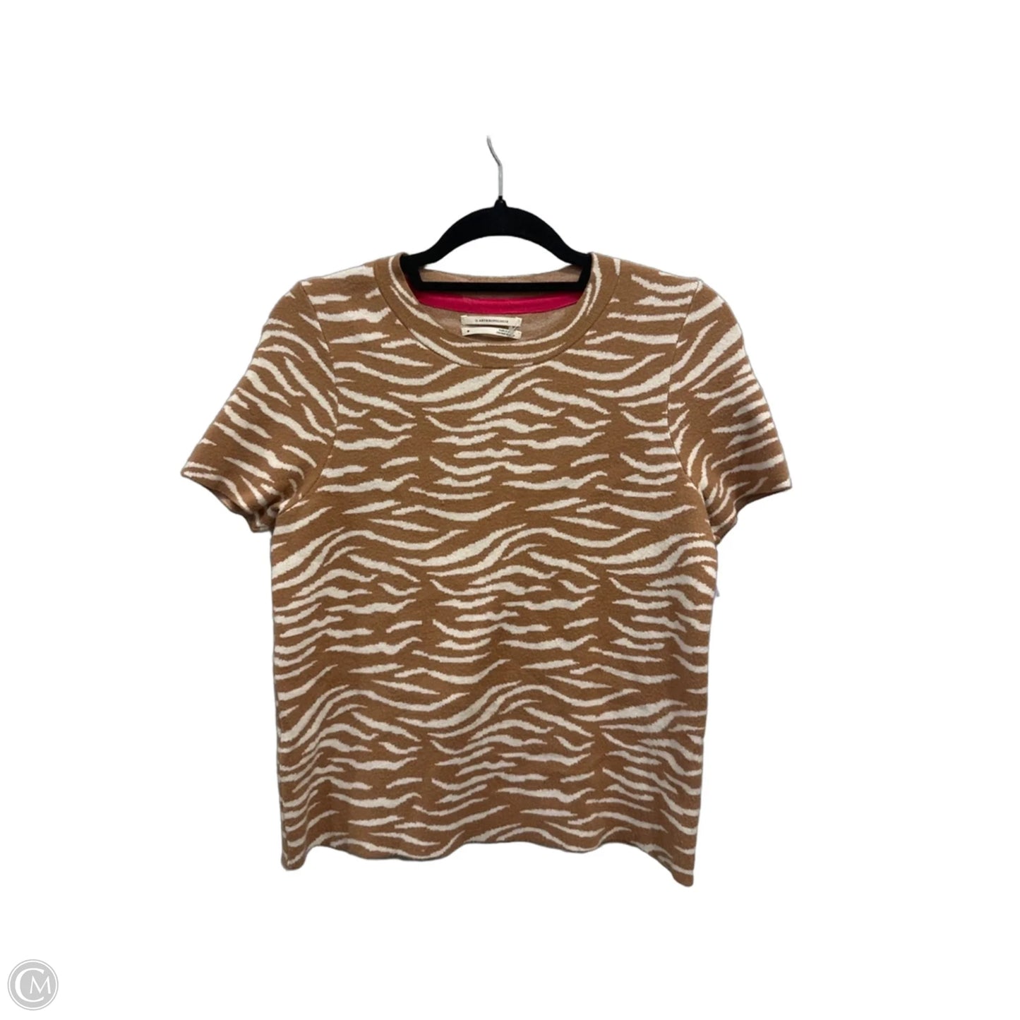 Top Short Sleeve By Anthropologie In Zebra Print, Size: M