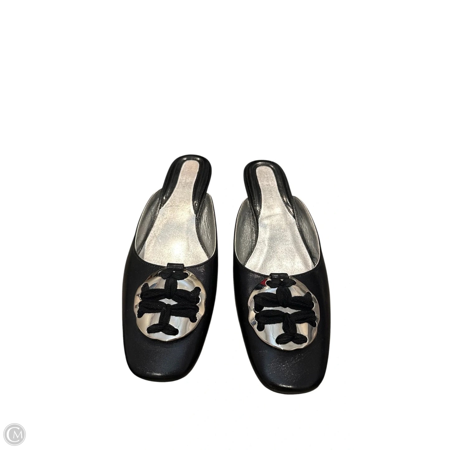 Shoes Designer By Tory Burch In Black & Silver, Size: 9.5