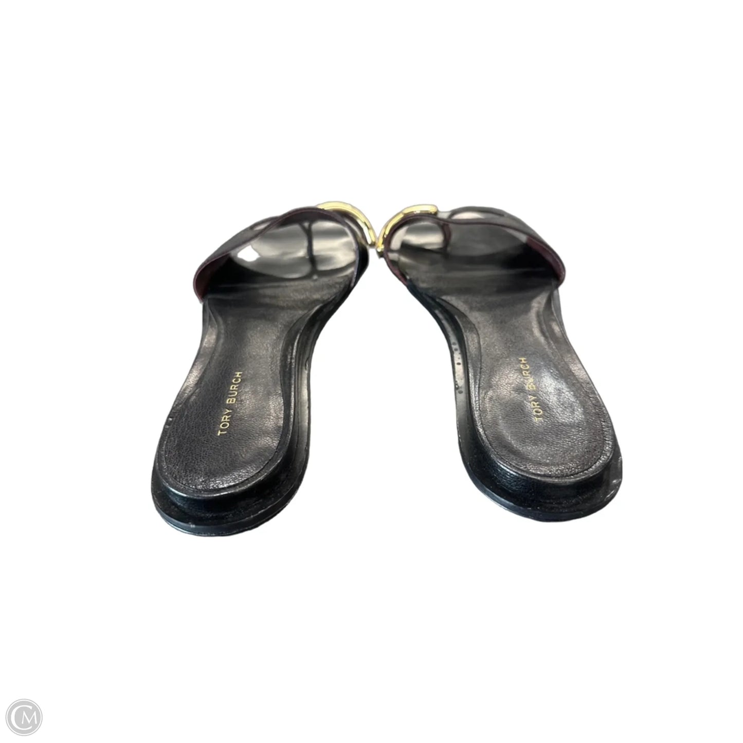 Sandals Designer By Tory Burch In Black & Gold, Size: 9.5