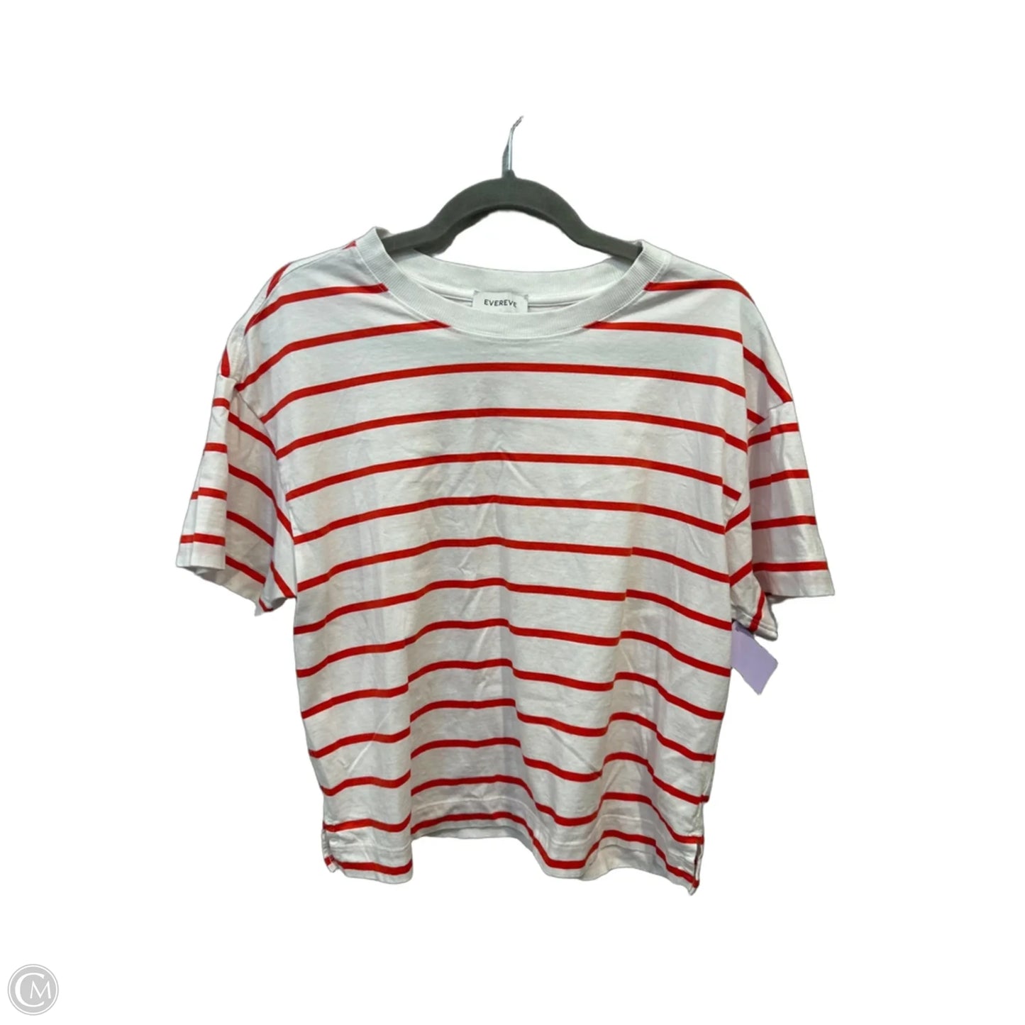 Top Short Sleeve By Evereve In Striped Pattern, Size: M