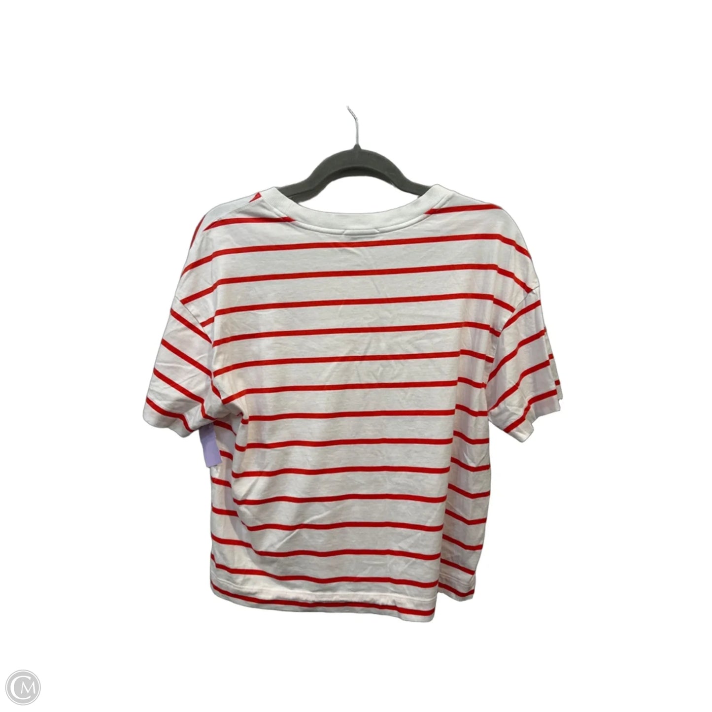 Top Short Sleeve By Evereve In Striped Pattern, Size: M