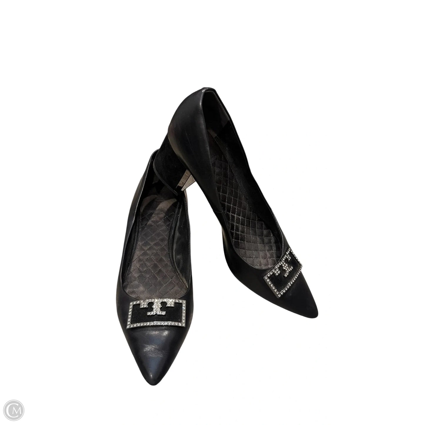 Shoes Designer By Tory Burch In Black & Silver, Size: 9.5