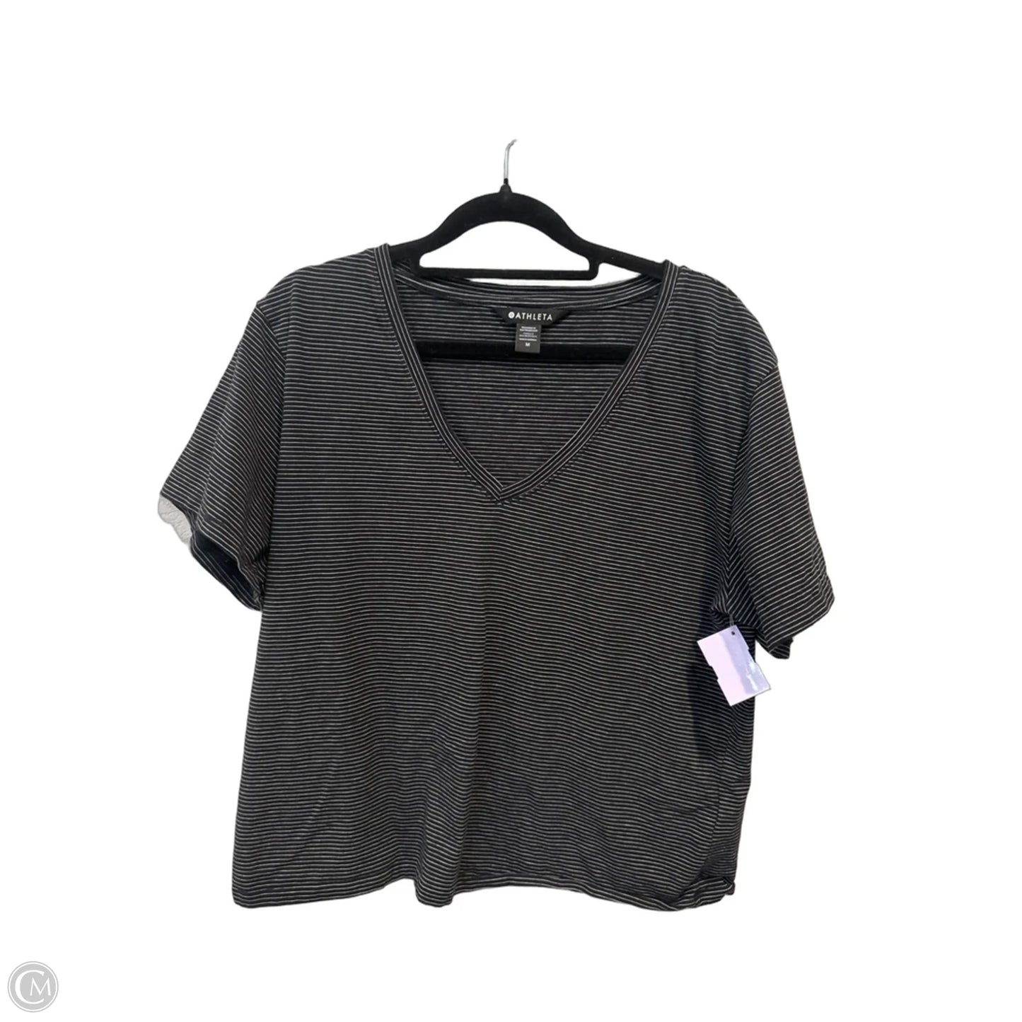 Athletic Top Short Sleeve By Athleta In Striped Pattern, Size: M