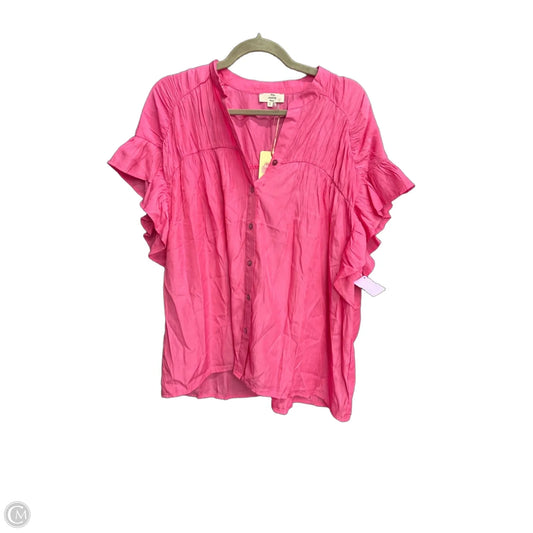 Blouse Short Sleeve By Entro In Pink, Size: S