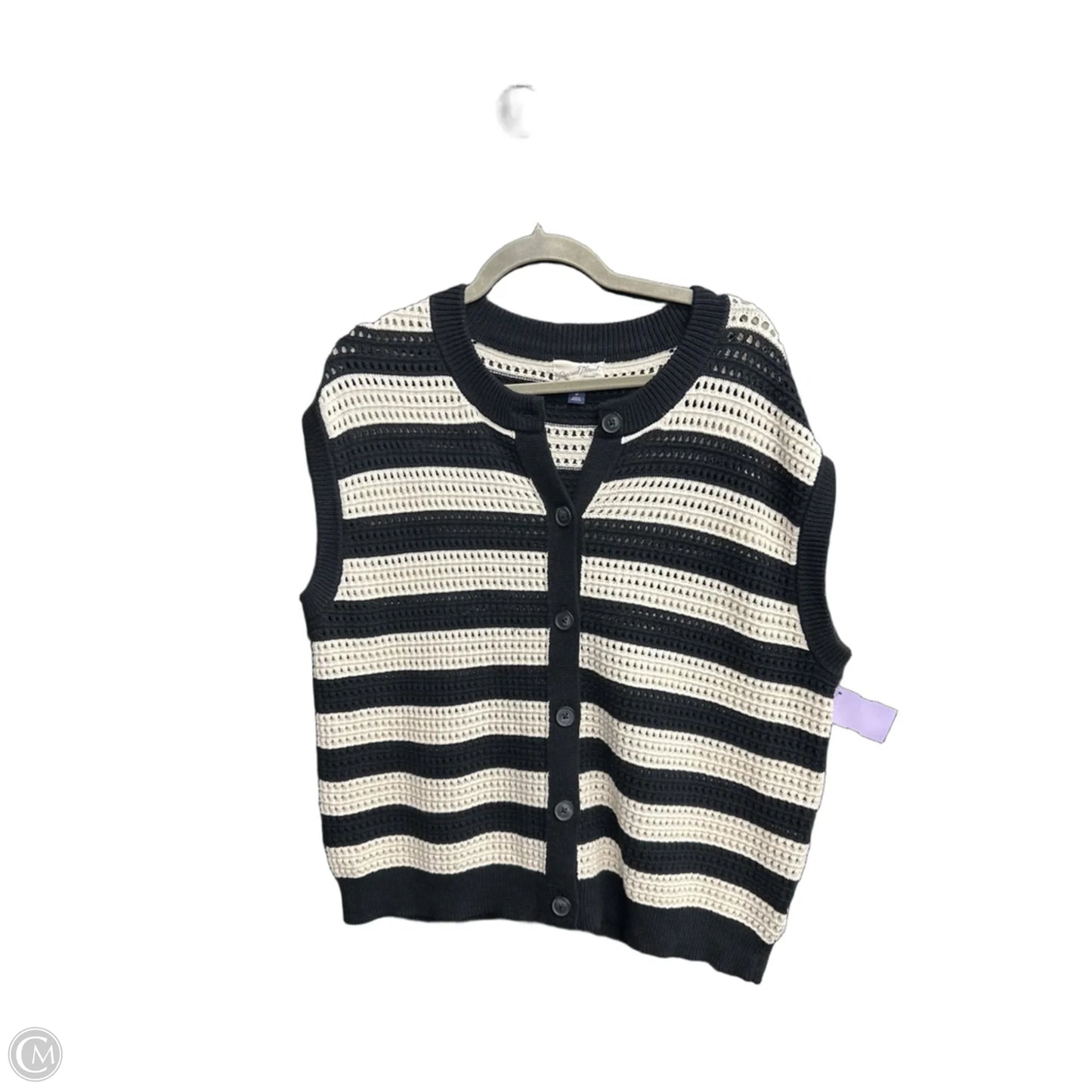 Sweater Short Sleeve By Universal Thread In Black & Cream, Size: M