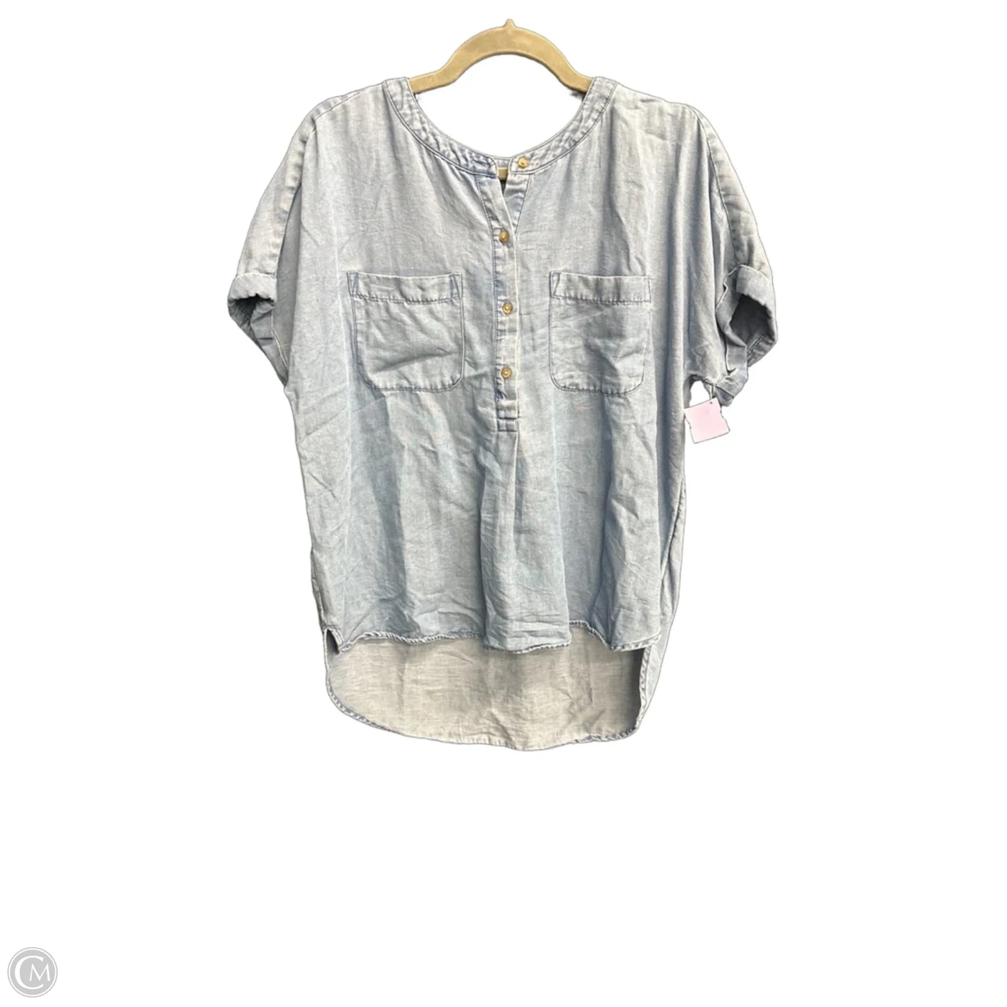 Top Short Sleeve By Loft In Blue Denim, Size: S