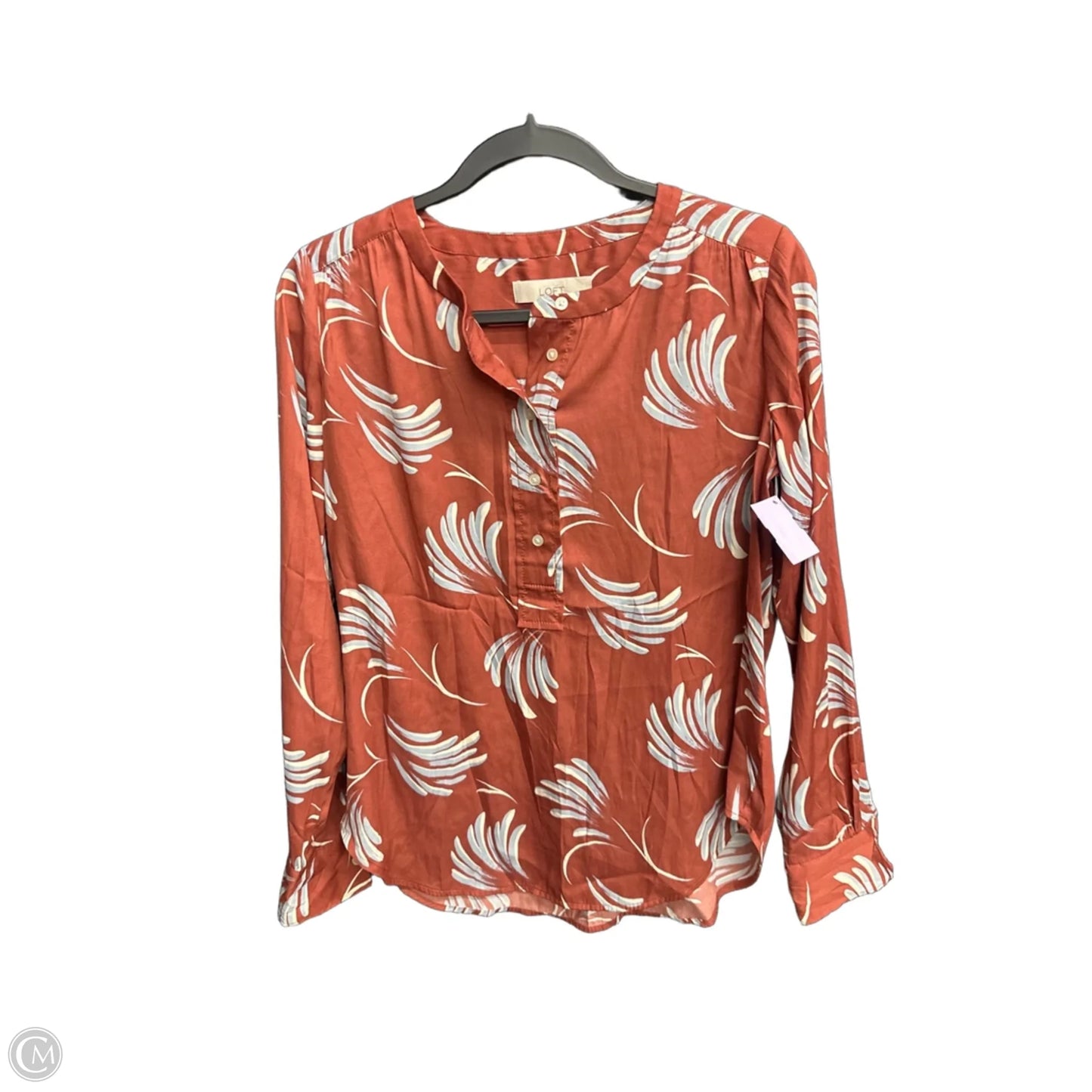 Blouse Long Sleeve By Loft In Blue & Red & White, Size: Xs