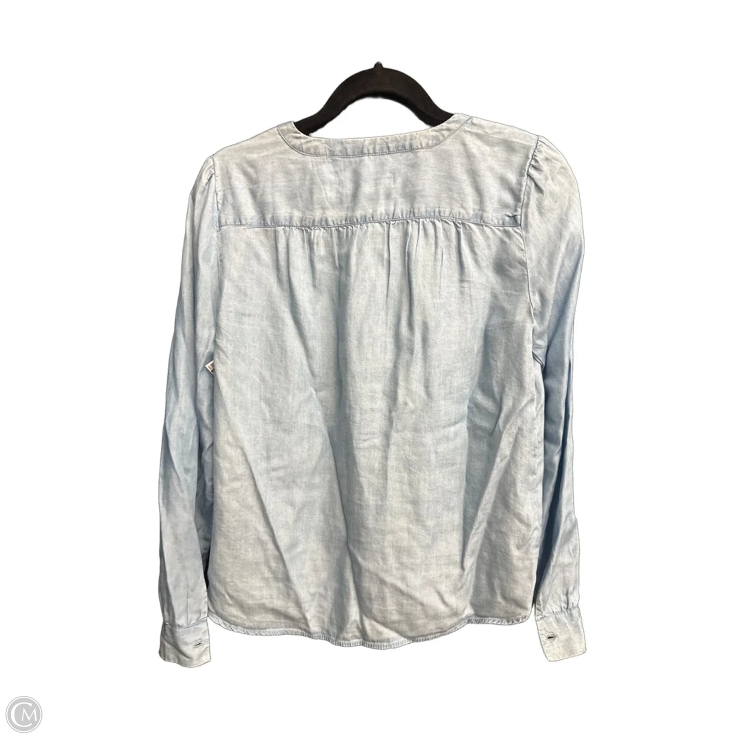 Blouse Long Sleeve By Loft In Blue Denim, Size: Xs