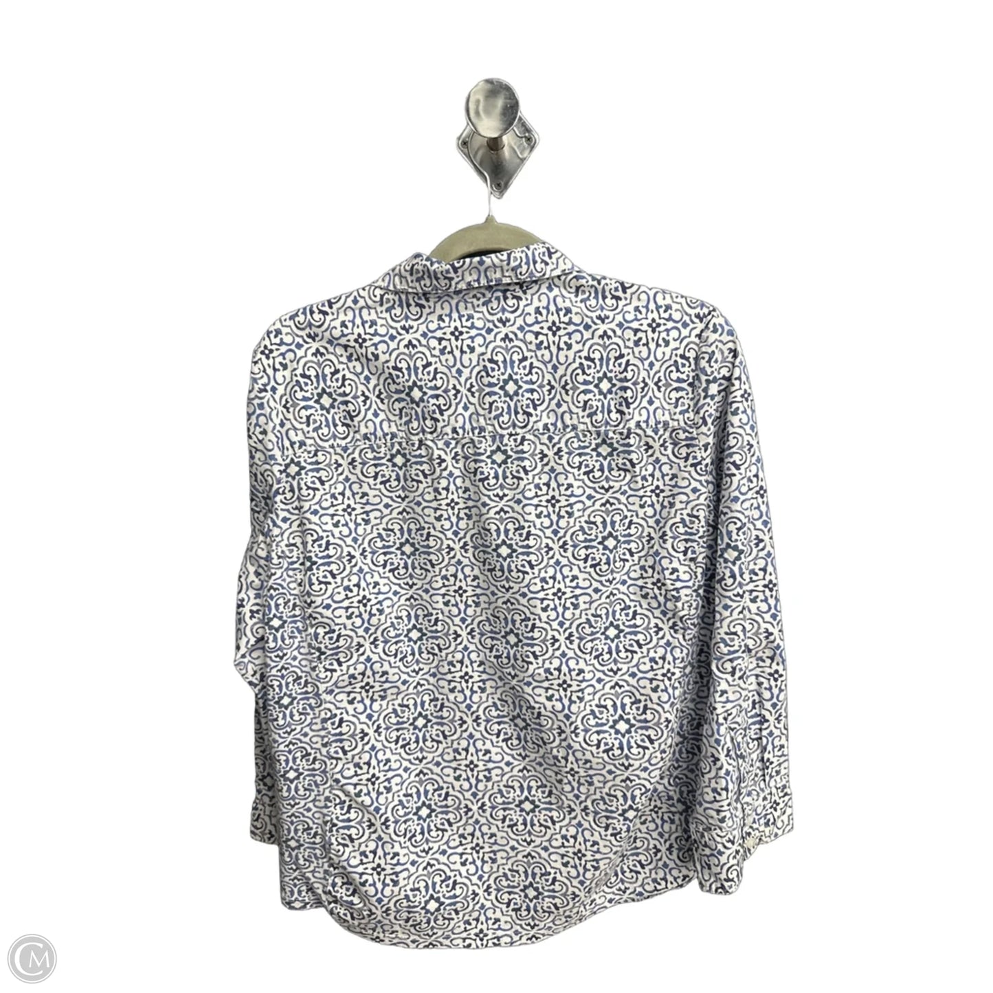 Top Long Sleeve By Croft And Barrow In Blue & White, Size: S