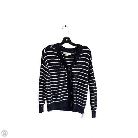 Sweater Cardigan By Loft In Blue & White, Size: S