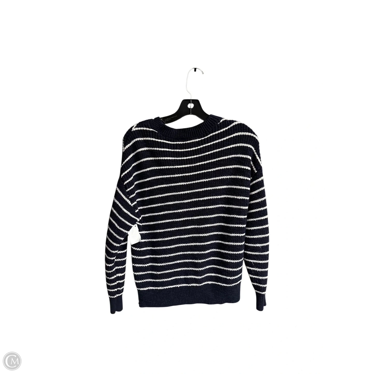 Sweater Cardigan By Loft In Blue & White, Size: S
