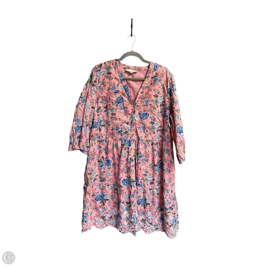 Dress Casual Midi By Loft In Blue & Pink, Size: 3x