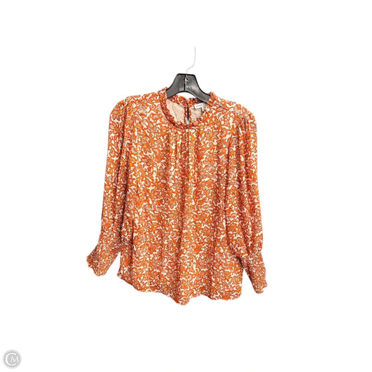 Top Long Sleeve By Maison Damelie In Orange & White, Size: S
