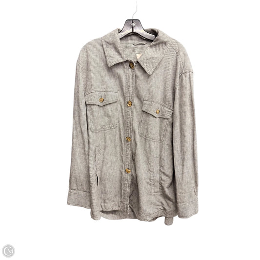 Jacket Shirt By Loft In Grey, Size: Xl