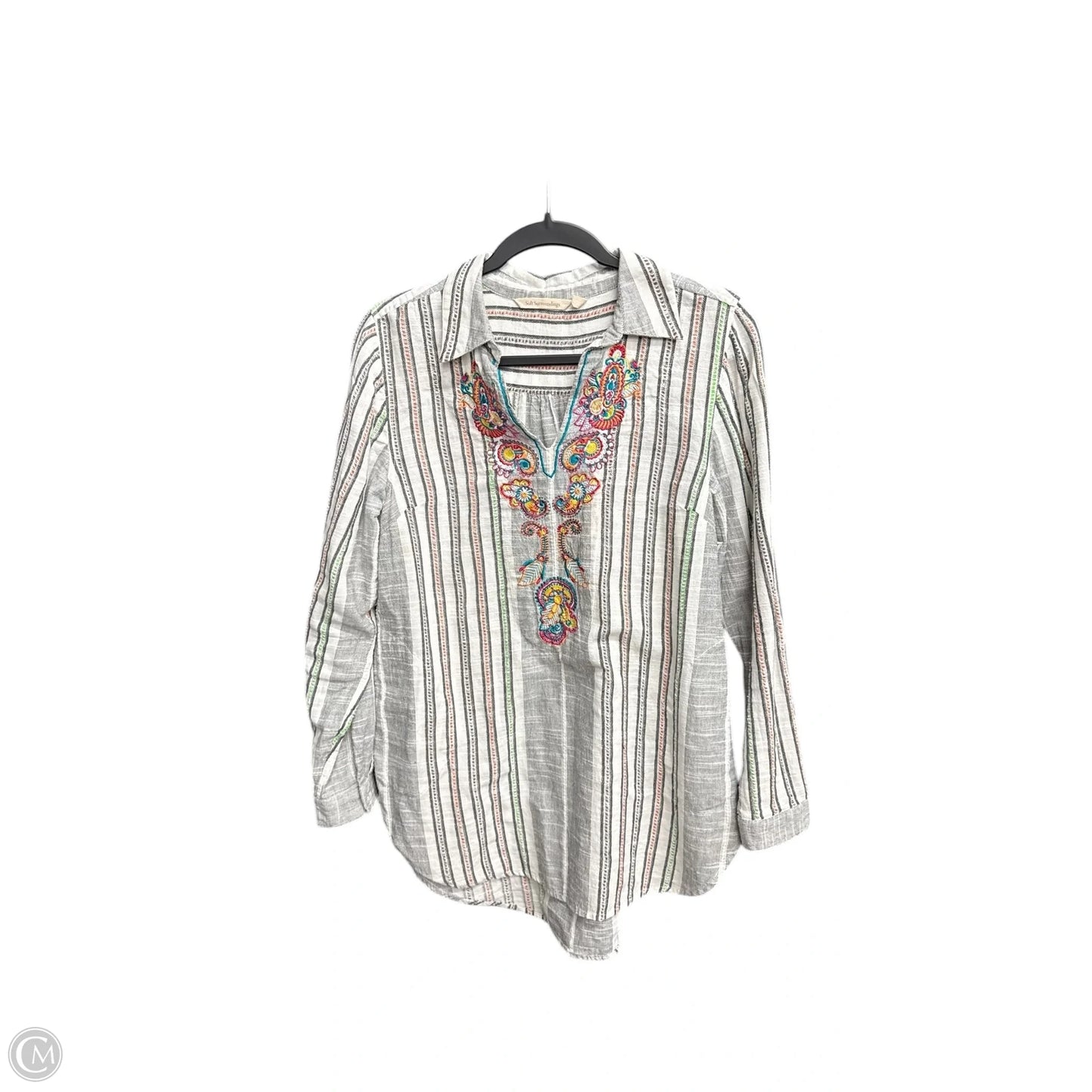 Tunic Long Sleeve By Soft Surroundings In Striped Pattern, Size: S