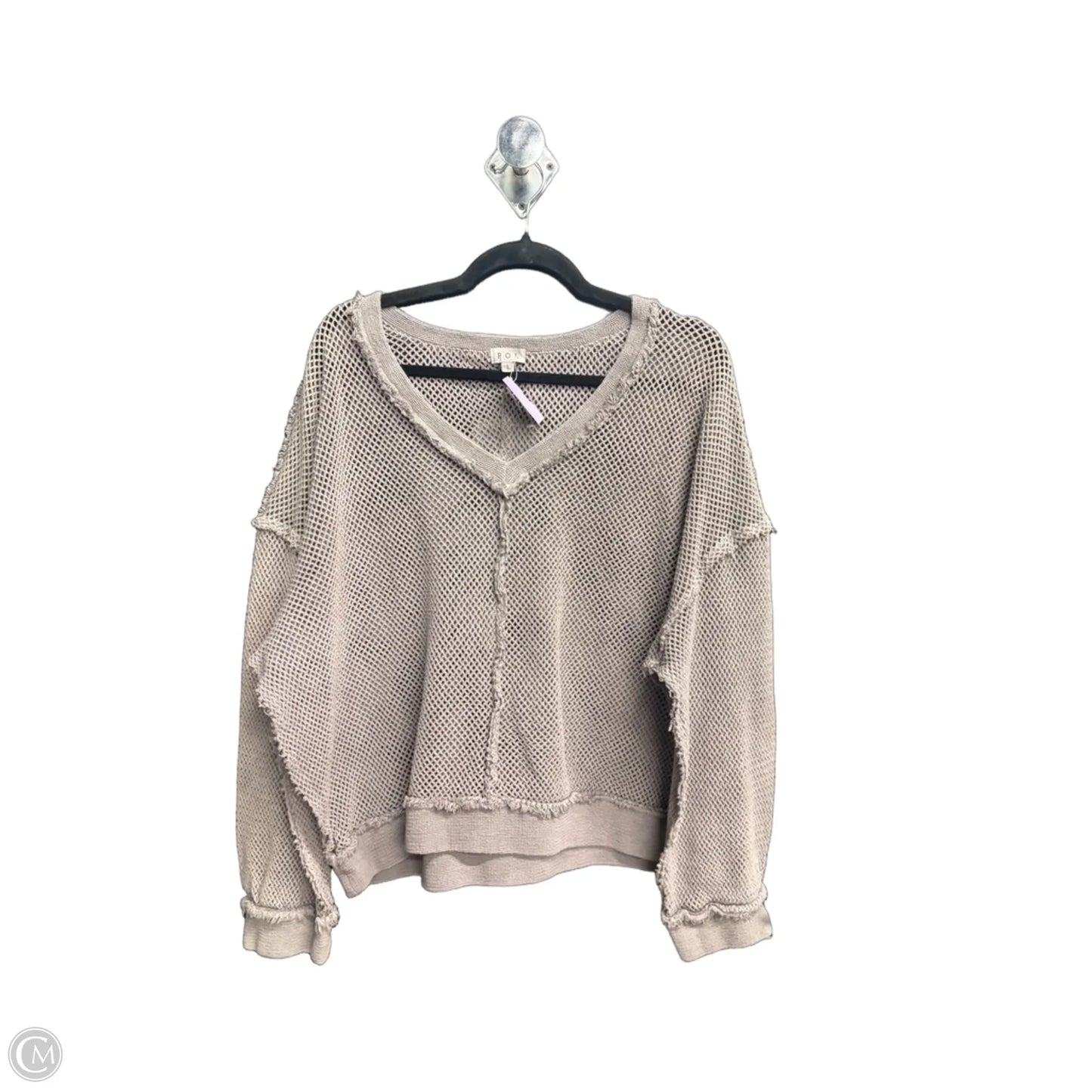 Top Long Sleeve By Pol In Grey, Size: L