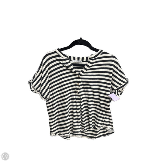 Top Short Sleeve By Notations In Striped Pattern, Size: M