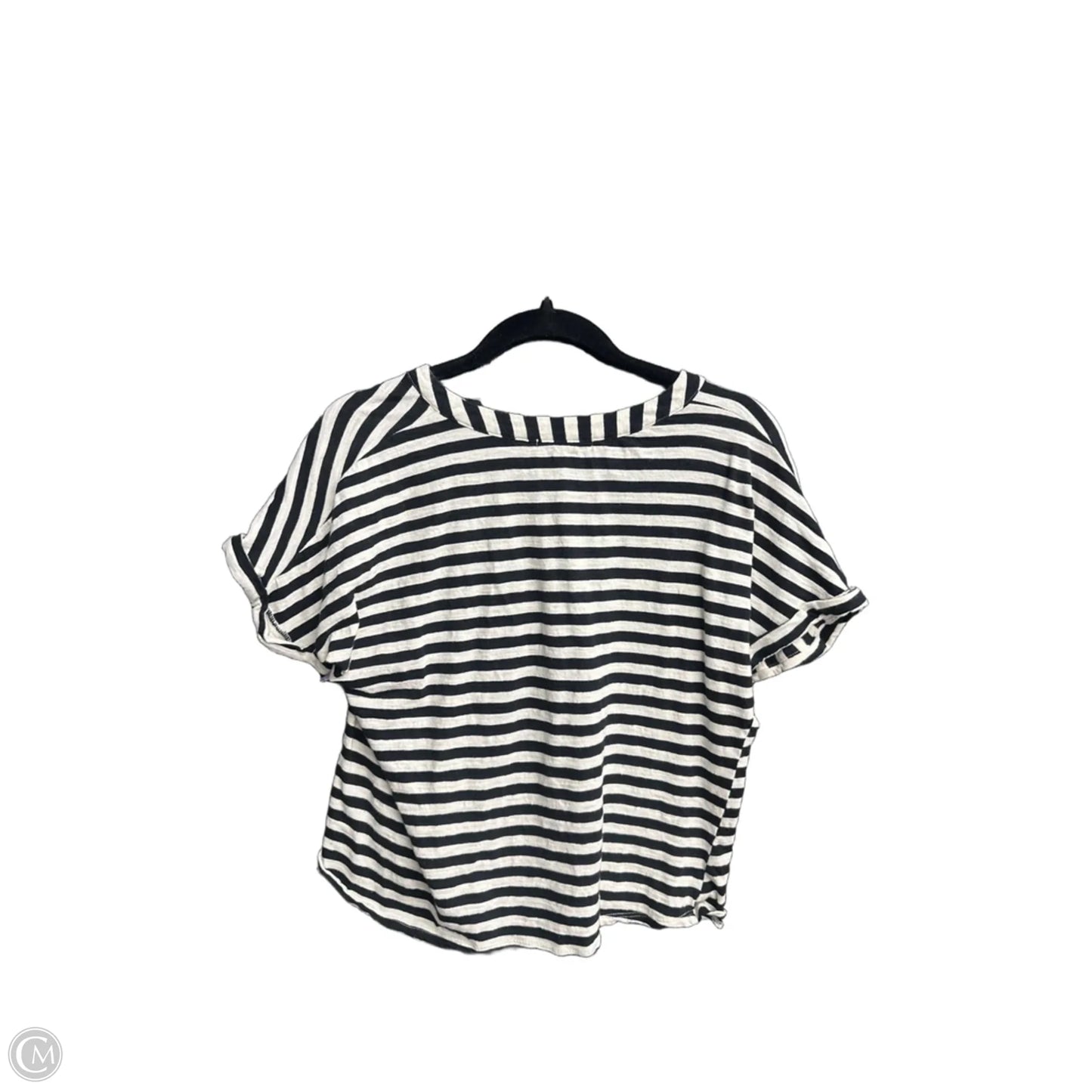 Top Short Sleeve By Notations In Striped Pattern, Size: M
