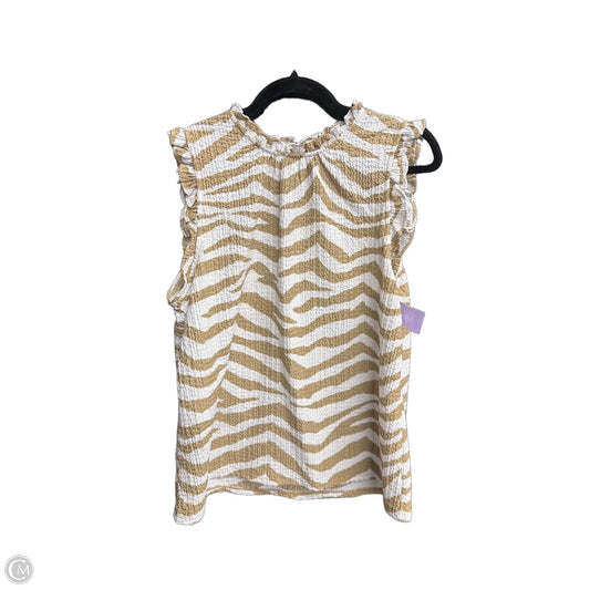 Top Sleeveless By Loft In Tan & White, Size: L