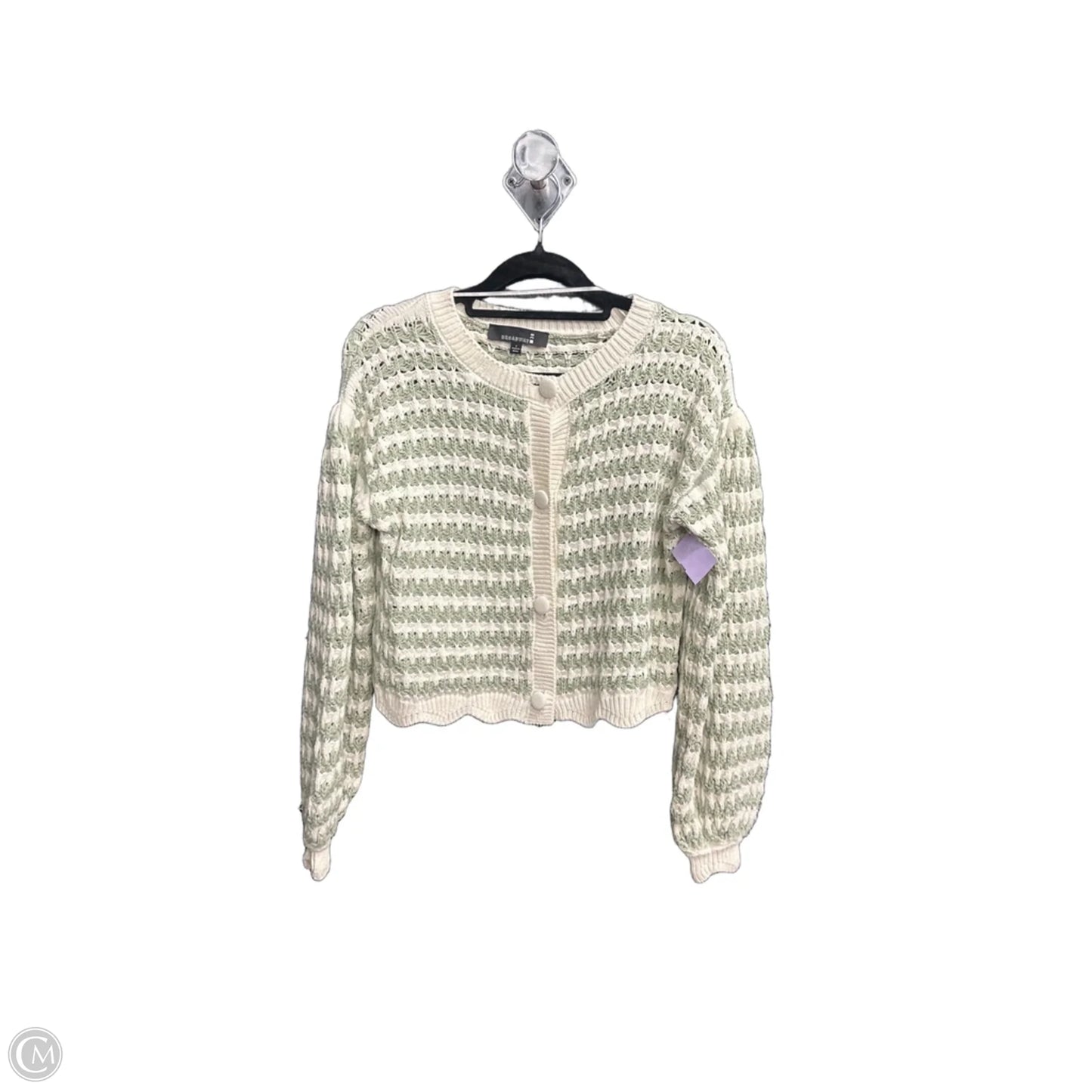 Cardigan By Clothes Mentor In Green & White, Size: S
