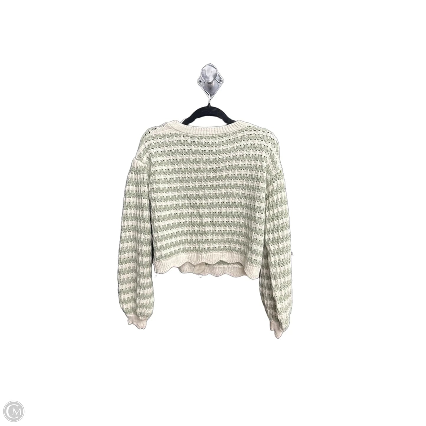Cardigan By Clothes Mentor In Green & White, Size: S