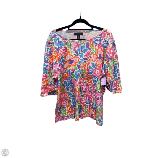 Top Short Sleeve By Lauren By Ralph Lauren In Multi-colored, Size: 2x