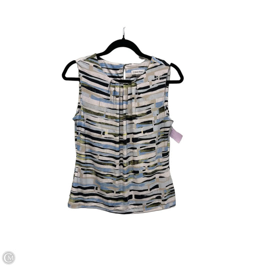 Top Sleeveless By Calvin Klein In Blue & White, Size: S