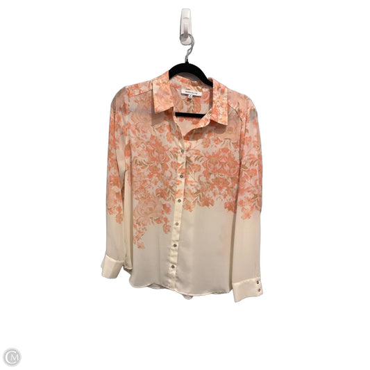 Top Long Sleeve By Rose And Olive In Pink & White, Size: M