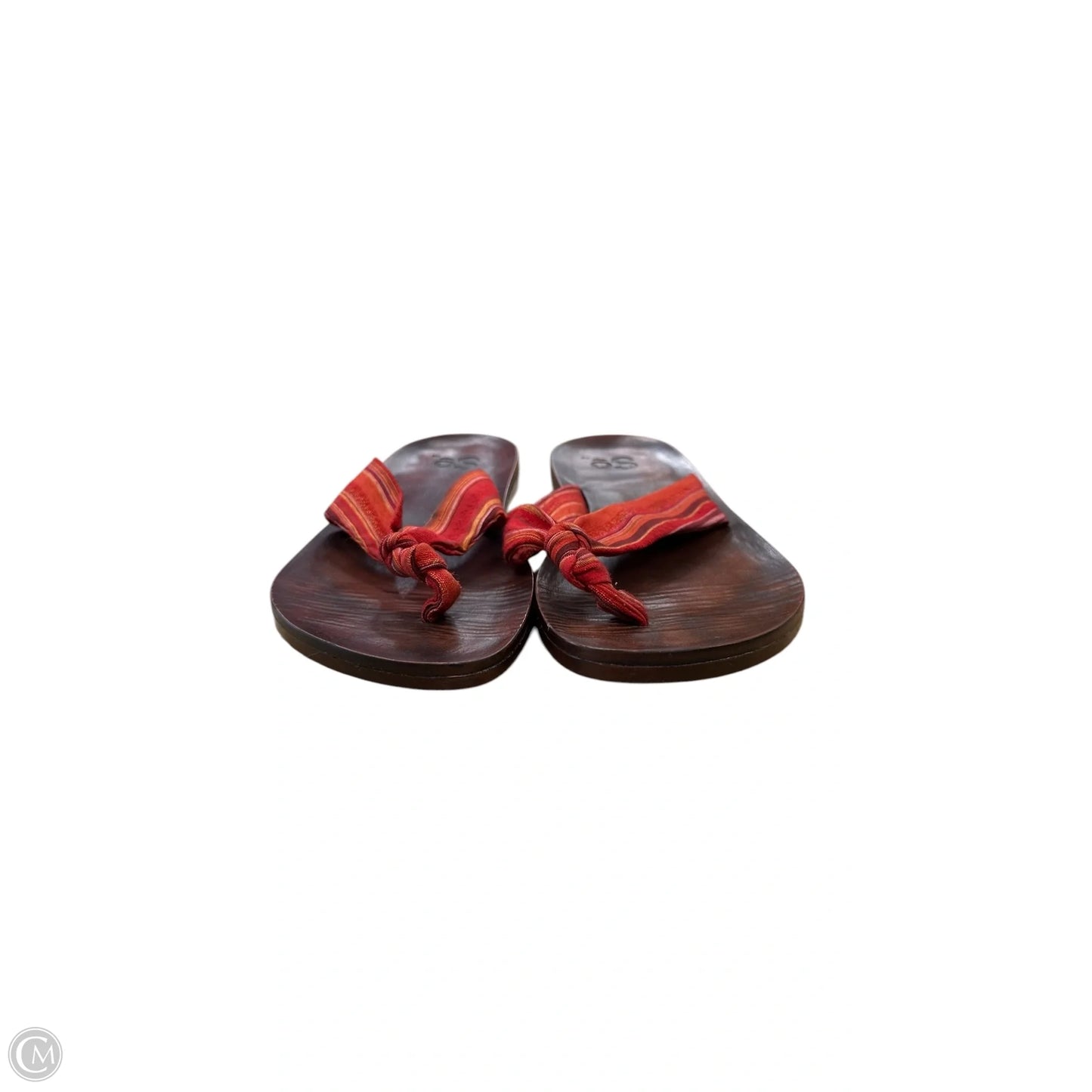 Sandals Flip Flops By So In Brown & Red, Size: 7