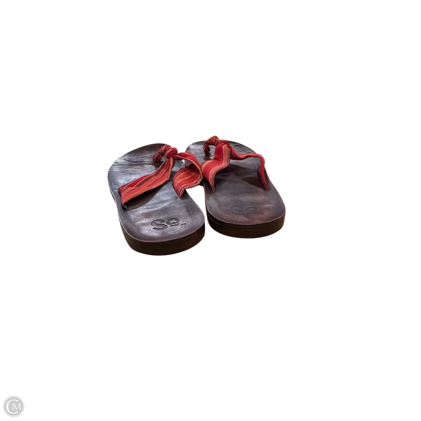 Sandals Flip Flops By So In Brown & Red, Size: 7