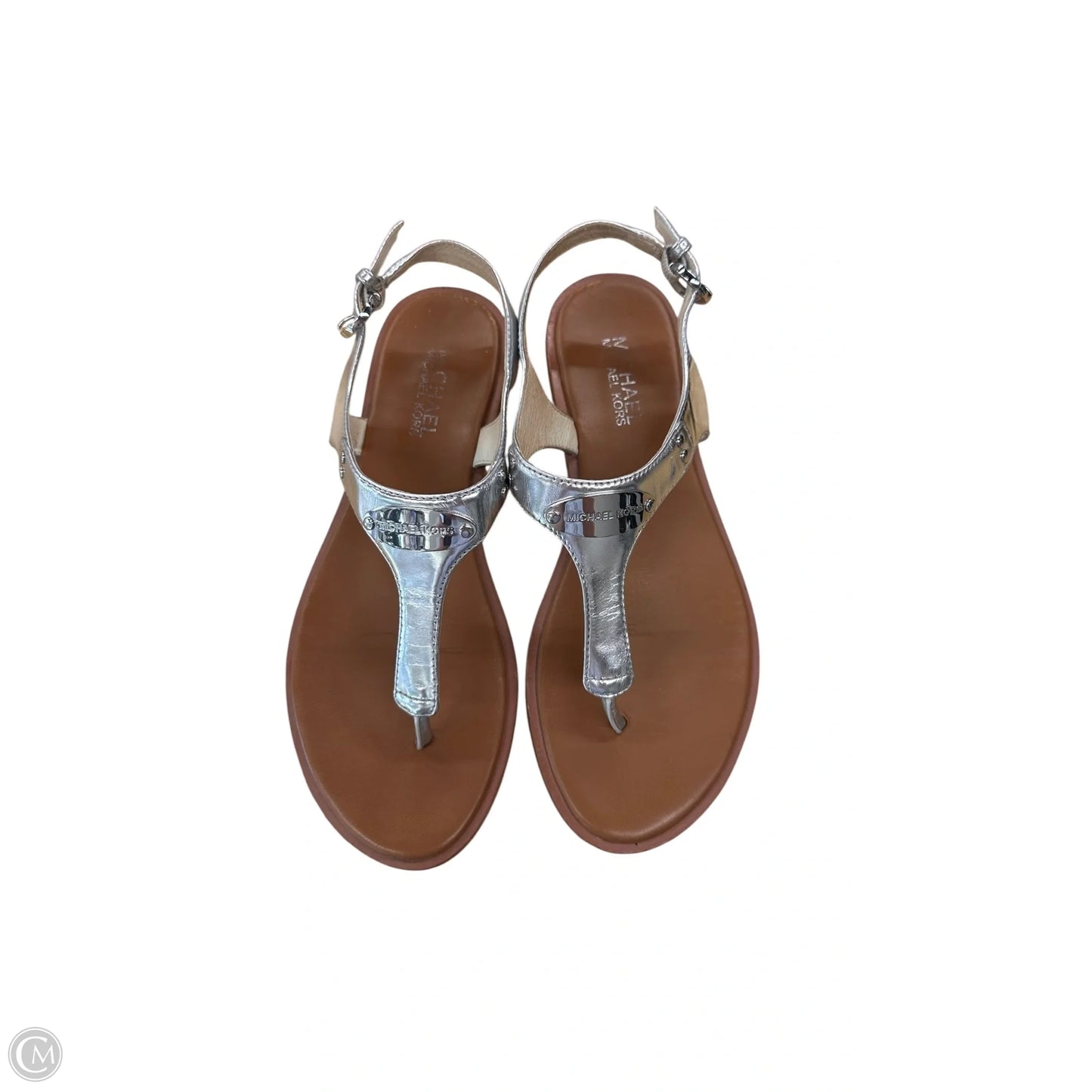 Sandals Designer By Michael Kors In Silver, Size: 7
