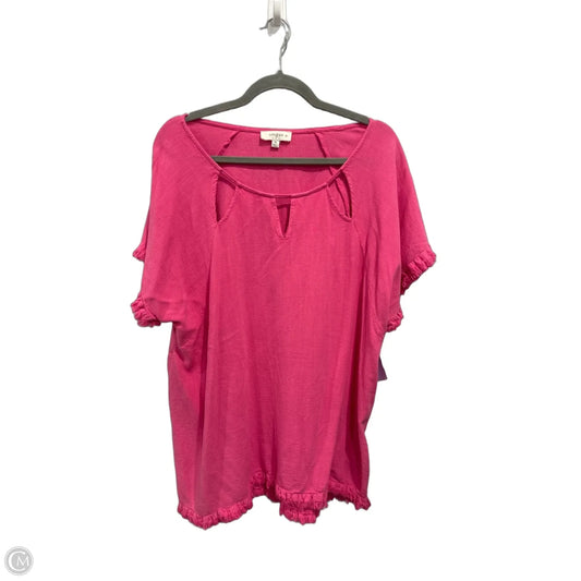 Top Short Sleeve By Umgee In Pink, Size: Xl