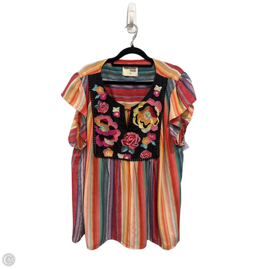 Top Short Sleeve By Savanna Jane In Multi-colored, Size: Xl
