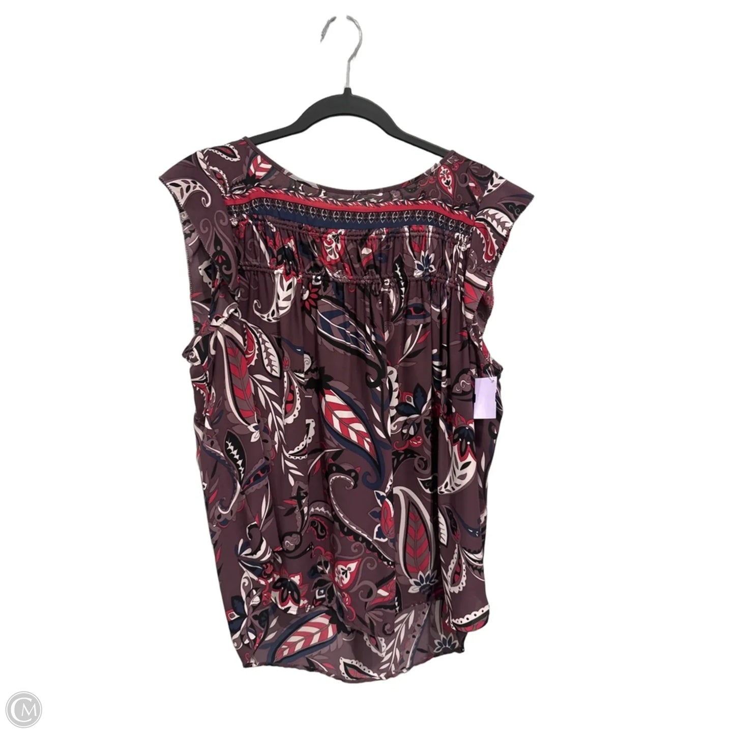 Top Sleeveless By Loft In Purple & White, Size: 2x