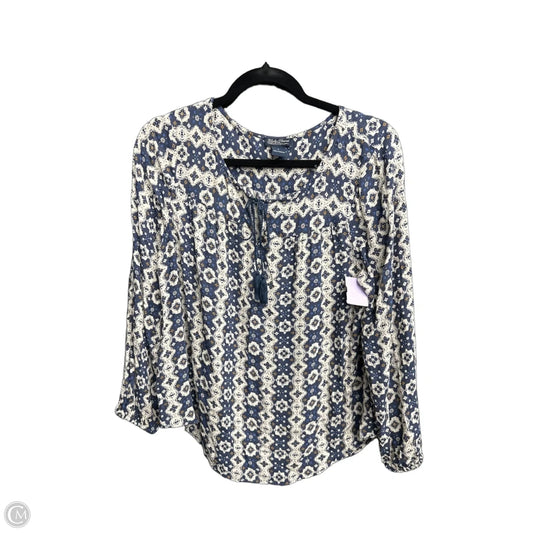 Top Long Sleeve By Lucky Brand In Blue & Cream, Size: L