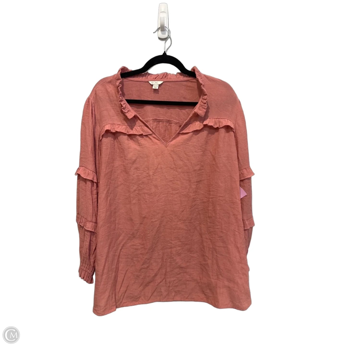 Top 3/4 Sleeve By Cato In Pink, Size: Xxl