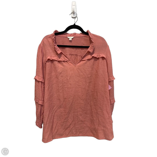Top 3/4 Sleeve By Cato In Pink, Size: Xxl