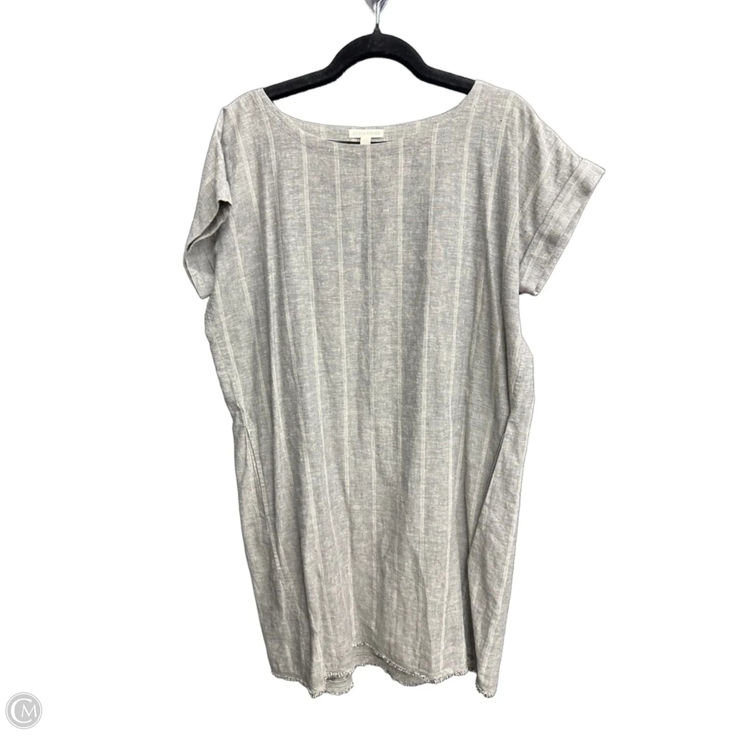 Dress Casual Midi By Eileen Fisher In Grey & White, Size: S