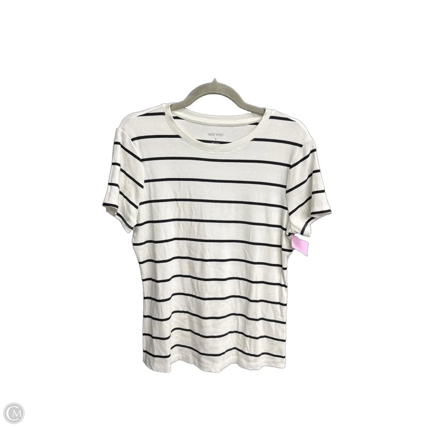 Top Short Sleeve Basic By Nine West In Striped Pattern, Size: L