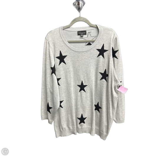 Top Long Sleeve By Premise In Black & Grey, Size: 3x