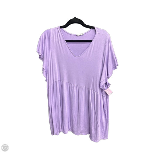 Top Short Sleeve By Chicsoul In Purple, Size: 3x