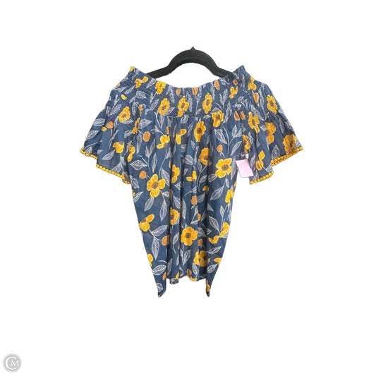 Top Short Sleeve By Ivy Jane In Blue & Orange, Size: Xs