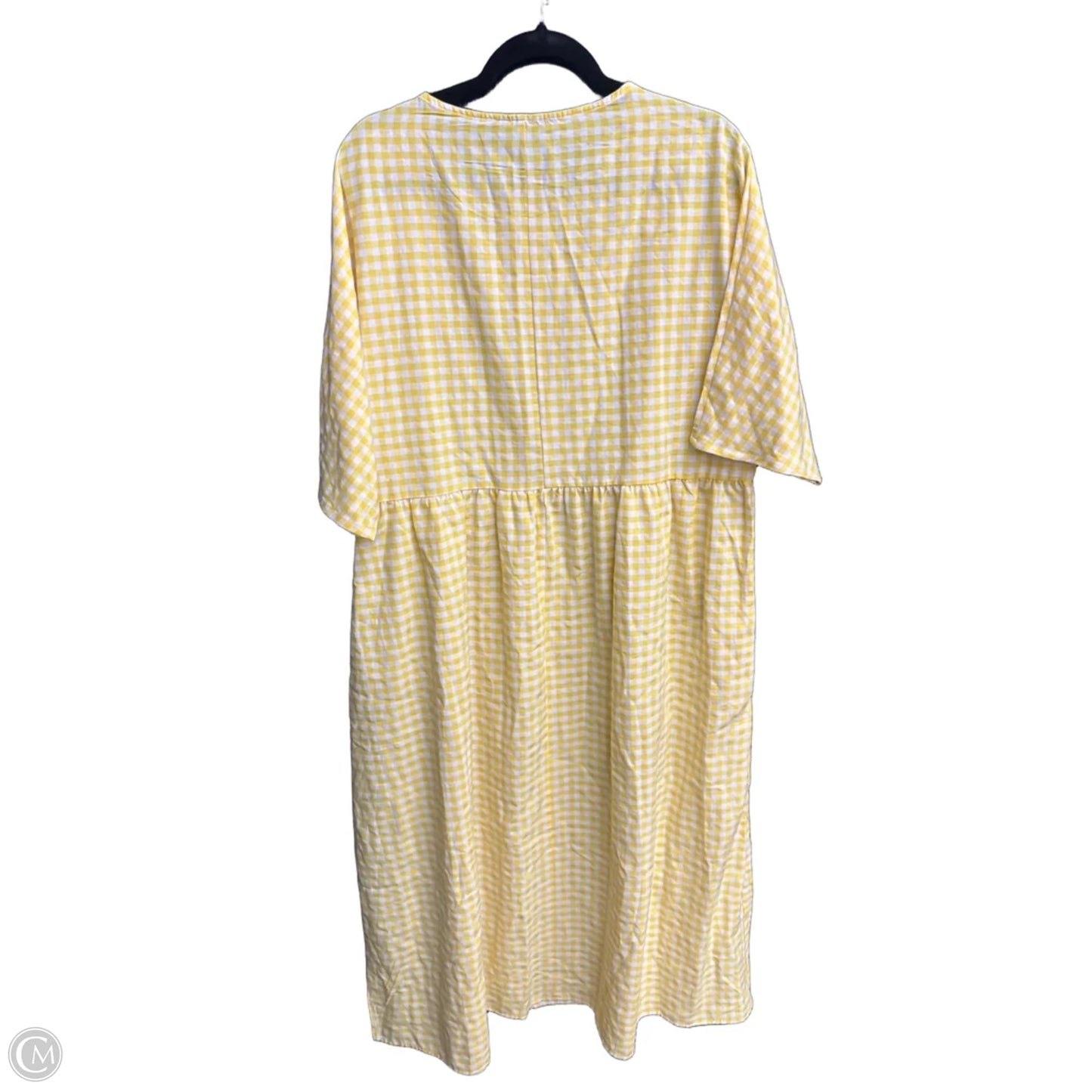 Dress Casual Maxi By Zanzea In White & Yellow, Size: 3x