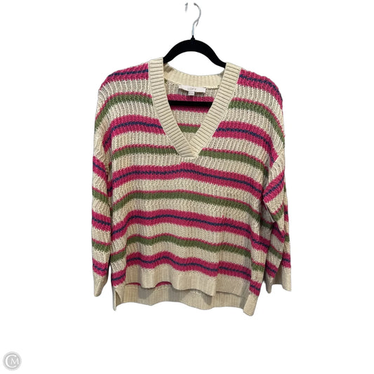 Top Long Sleeve By Loft In Green & Pink, Size: M